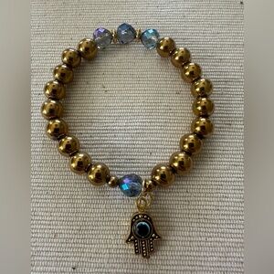 Handcrafted Golden Hamsa Beaded Bracelet ✨🪬✨